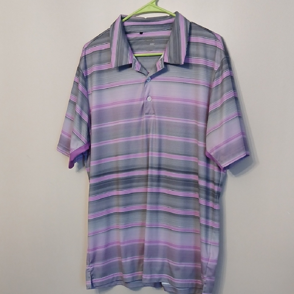 adidas Men's Polo in Purple and Gray Stripes